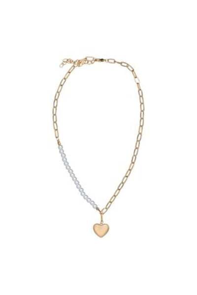 SHOPIENS Colier cu mărgele și inimă de aur pentru femei