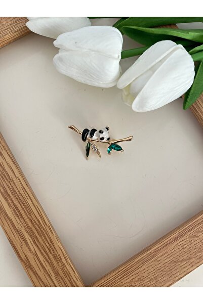 nergis collection Panda Broş Yaka İğnesi Tasarım Broş