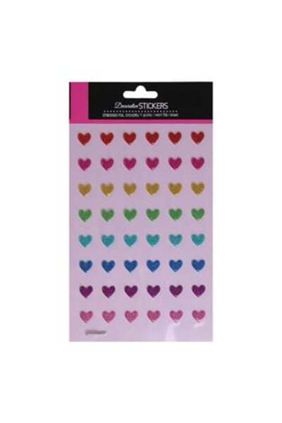 SHOPIENS 3D Heart Shaped Stickers in Various Colors with Glitter - 49 pcs