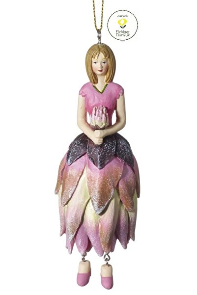 DecoDepot Figurină suspendată Fetița cu flori Protea, roz, 12 cm