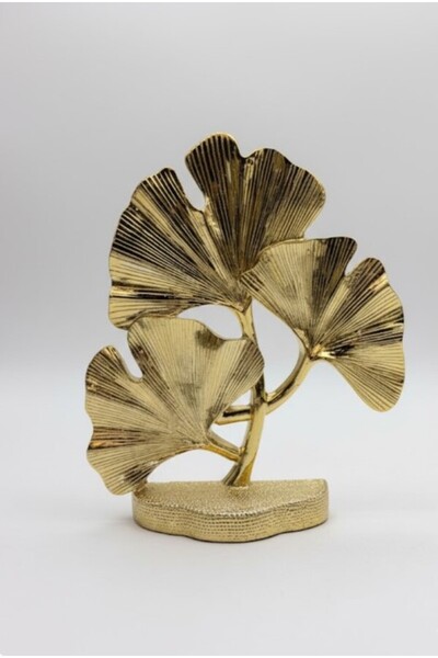 AKUA TAHTA Gold Renk Polyester Ginkgo Yaprağı Dekoratif Obje - Modern Masa Üs...