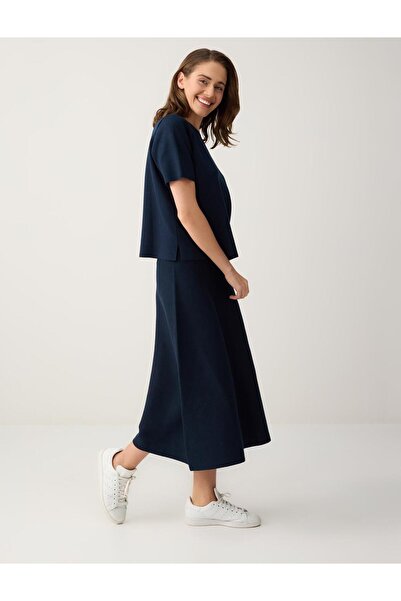 Jimmy Key Lacivert Rahat Kesim Normal Bel Triko Etek