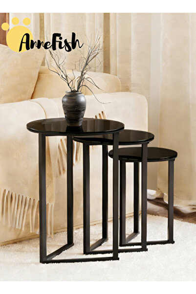 AnneFish Side Service Round Table Set End Accent Coffee Table Nightstand Beds...