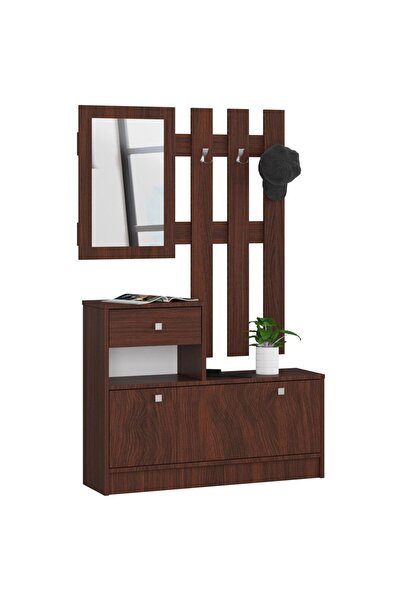 SERSIMO Hallway furniture set with shoe rack, mirror, drawer and metal hanger...