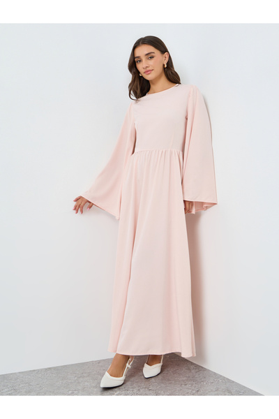 Styli Women Pink Flared Sleeve A-Line Maxi Dress