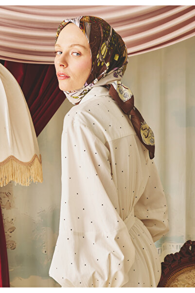 Fresh ENCHANTED MELODY DESEN FLOŞ VİSKON EŞARP COFFEE CREAM