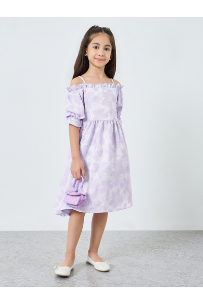 Styli Girls Lilac Floral A-Line Dress