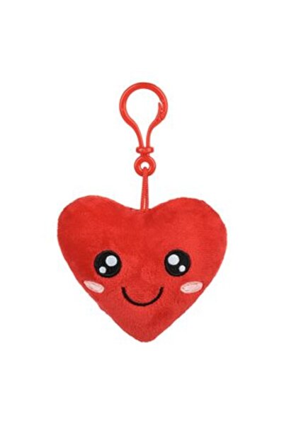 SHOPIENS Red Heart Plush Keychain with Smile 11 cm