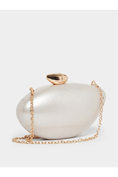 Styli Pearlescent Clutch with Gold Chain