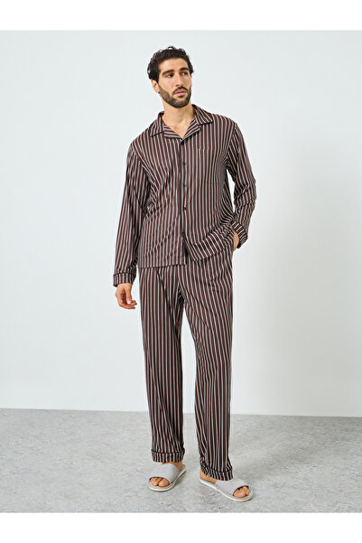 Styli Men Striped Shirt and Pyjama Set