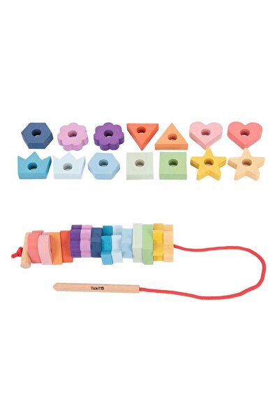 TickiT Πολύχρωμα ξύλινα σχήματα για δέσιμο με κορδόνι, TickiT, παιδιά ηλικίας...