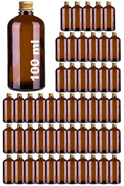 ozbience 100 ml Brown Glass Cologne Bottle with Gold Cap, Pack of 50