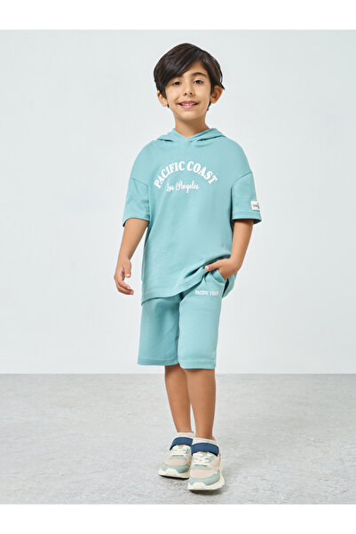 Styli Boys Blue Cotton Hoodie and Shorts Set