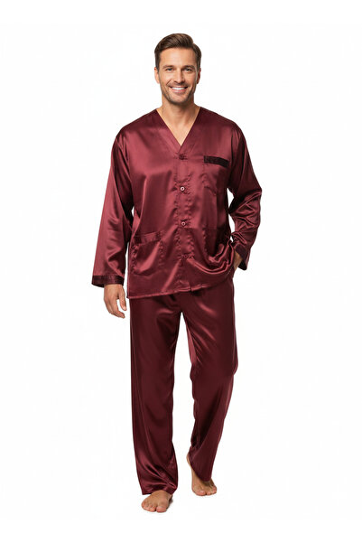 Oppland Men's Pajama Set Satin Fabric Stylish and Modernized Model with Pocke...
