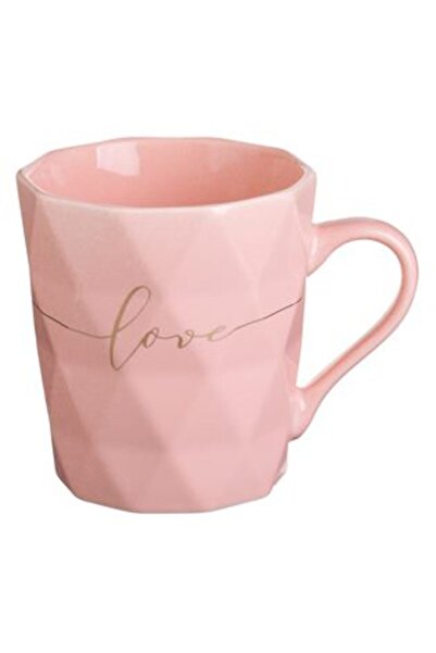 OEM New Bone Pink Mug with Relief Triangles 'Love' 360 ml