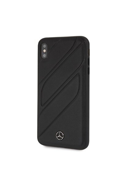 Mercedes Benz Husă rigidă din piele Mercedes-Benz pentru iPhone XS Max - Neagră
