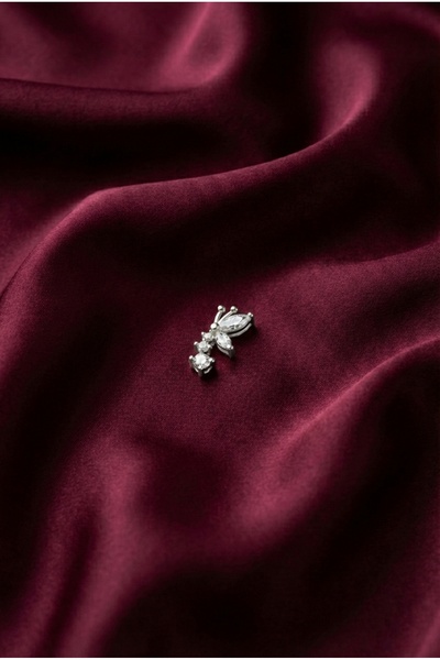 staınless steel Cerrahi Çelik Gümüş Kelebek Detaylı Tragus & Helix Piercing