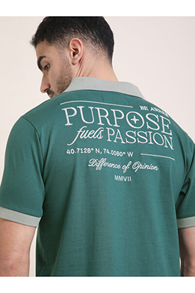 Difference of Opinion By Styli Men Relaxed Fit Embroidery Open Collar Polo