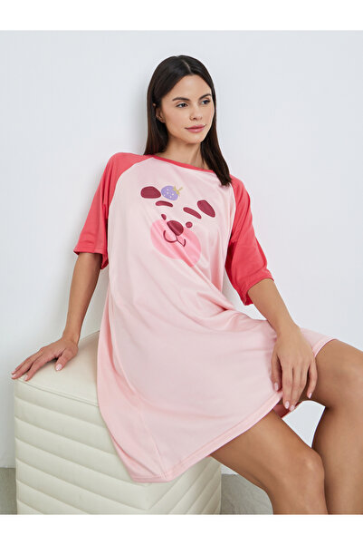Styli Women Graphic Print Raglan Sleeve Nightdress