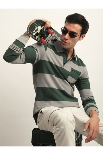 Dillinger By Styli قميص بولو مخطط رجالي بقصّة عادية