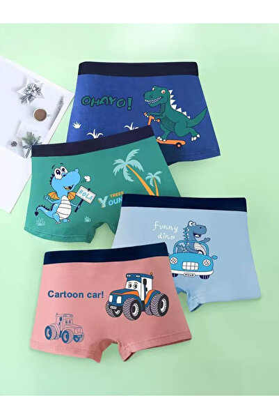 Styli Pack of 4 - Boys Printed Cotton Boxers