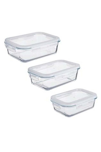 OEM Set of Rectangular Glass Containers Frosty & Frosty Lid 640-1000-1500 ml ...