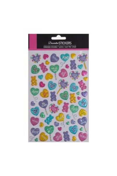 SHOPIENS 3D Stickers with Heart and Bear Glitter - 65 pcs