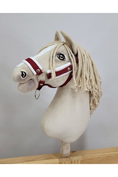 Other Căpăstru reglabil pentru cal Hobby Horse A3, vișiniu cu blană albă