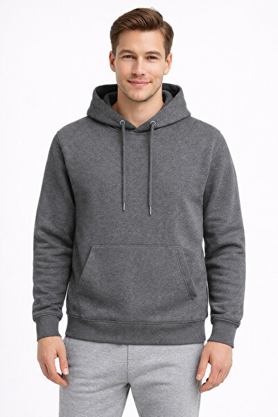 KaeLaurean Hanorac pentru bărbați din bumbac basic cu glugă 3 fire Sweat tricou