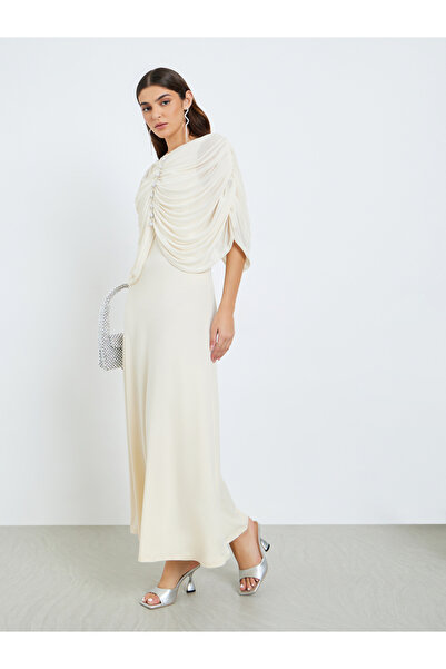 Styli فستان ميدي بيج مزين ومكشكش للنساء