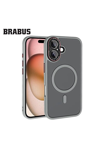 Brabus iPhone 16 Uyumlu Anti-Shock MagSafe Kamera Lens Korumalı Buzlu Kenarla...