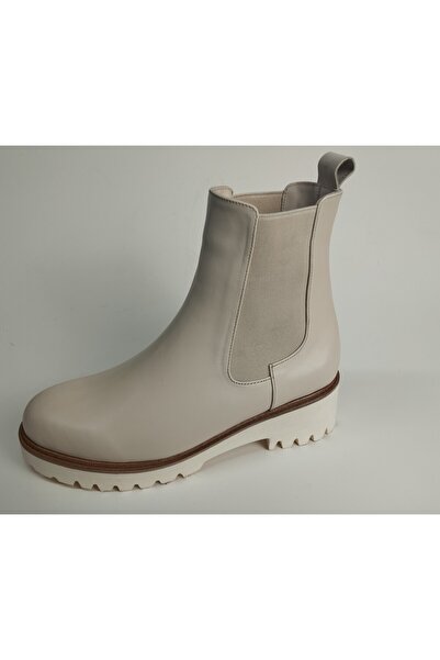 Lucciola Women's Genuine Leather Eva Sole Elastic Beige Leather Boots