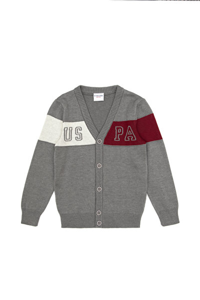 U.S. Polo Assn. Boy's Gray Melange Knitwear Cardigan 50317115-Vr086