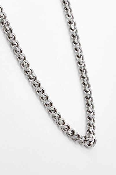 Kitsuné Men Diamond-Cut Cuban Link Curb Chain Necklace, Silver