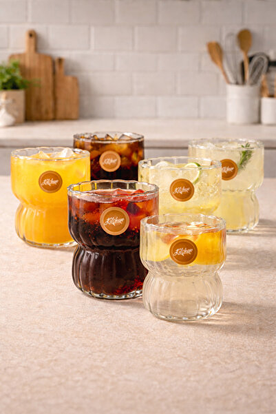 Kitchen Way Borosilicate 6-Piece Glass Cup Set 310ml Heat Resistant Transpare...