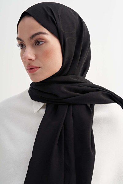 carell Monogram Desen Rina Floş Jakar Şal Siyah