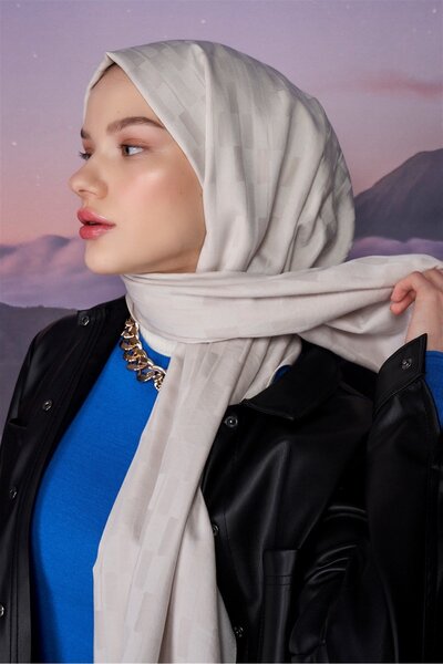 carell Küpçizgi İtalyan Jakar İpekli Şal Gümüş