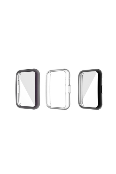 HALAMODO غطاء كامل مكون من 3 قطع لساعة هواوي، مقاس 5×4×1.20 سم، شفاف/رمادي/أسود