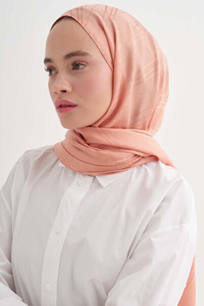 carell Simetrik Jakar İtalyan İpekli Şal Somon