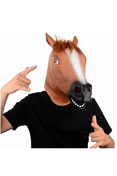 Retoys Halloween Cadılar Bayramı Gerçekçi Lateks At Kafası Maskesi Şaka Maskesi