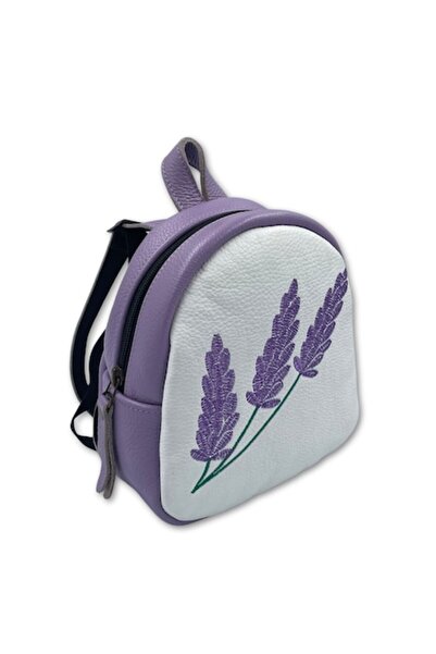 Macco Children's Backpack, Leather, Macco, Lavender, Purple/White