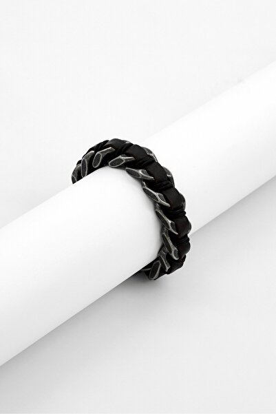 Police Men Fashionable Leather Shock Chain Bracelet, Brown