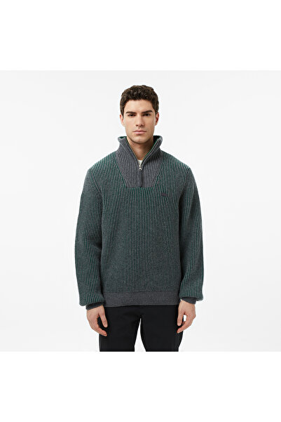 Lacoste Erkek Classic Fit Polo Yaka Gri Kazak