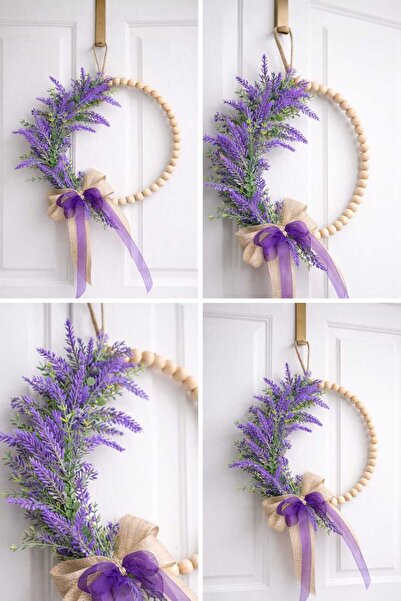 ecrella Ahşap Boncuklu Lavanta Kapı Süsü – El Yapımı, Doğal Dekoratif Kapı & ...