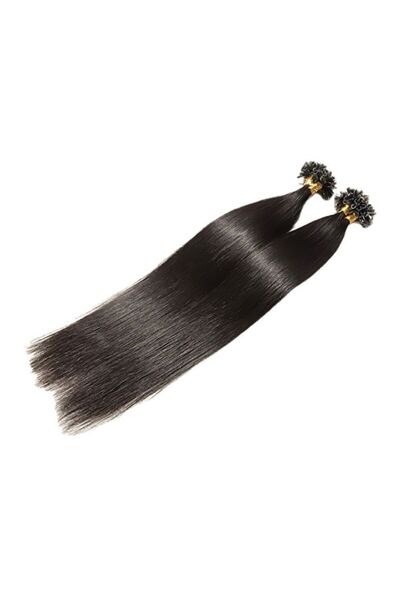 HALAMODO 100 Strands Human Hair Extension 1B Natural Black 16inch