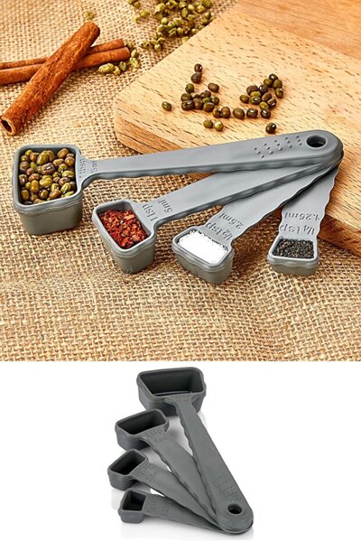 Homerest 4'lü Pratik Ölçü Kaşığı Seti, 4’lü Ayarlı Ölçü Ve Baharat Kaşığı