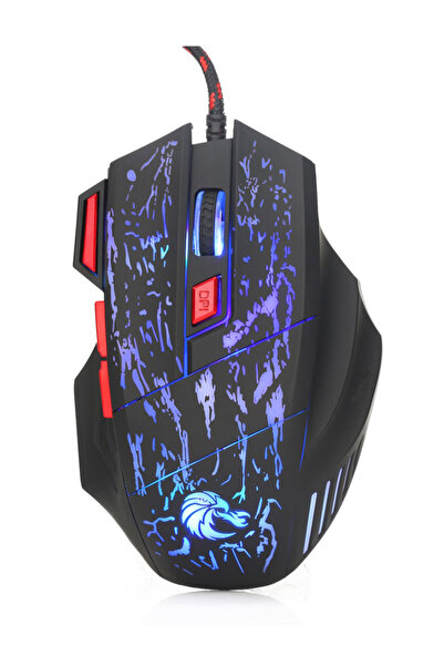 HALAMODO H300 DPI Adjustable Optical LED Wired Gaming Mouse Black/Blue/Red