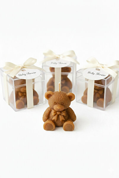 party mix Ayıcık Mum Hediyelik 5x5 Mika Kutulu - Baby Shower, 1 Yaş, Mevlüt, ...
