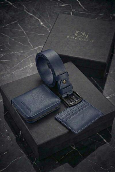 Duke Nickle Ανδρικό σετ θήκης καρτών πορτοφολιού σε μπλε ναυτικό χρώμα, σε κουτί