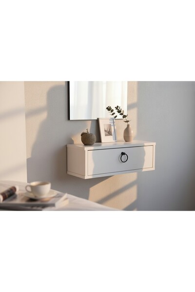 Sarenzo (MDF) 60 cm Beyaz Kapaklı Dresuar Salon Antre Hol Oturma Odası Kulplu...